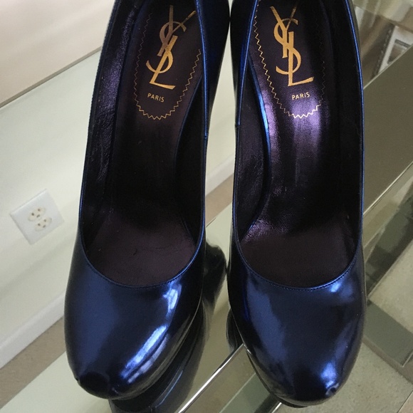 YSL Metallic Marine Blue 140 Pumps BNIB! 37.5 - Picture 5 of 9